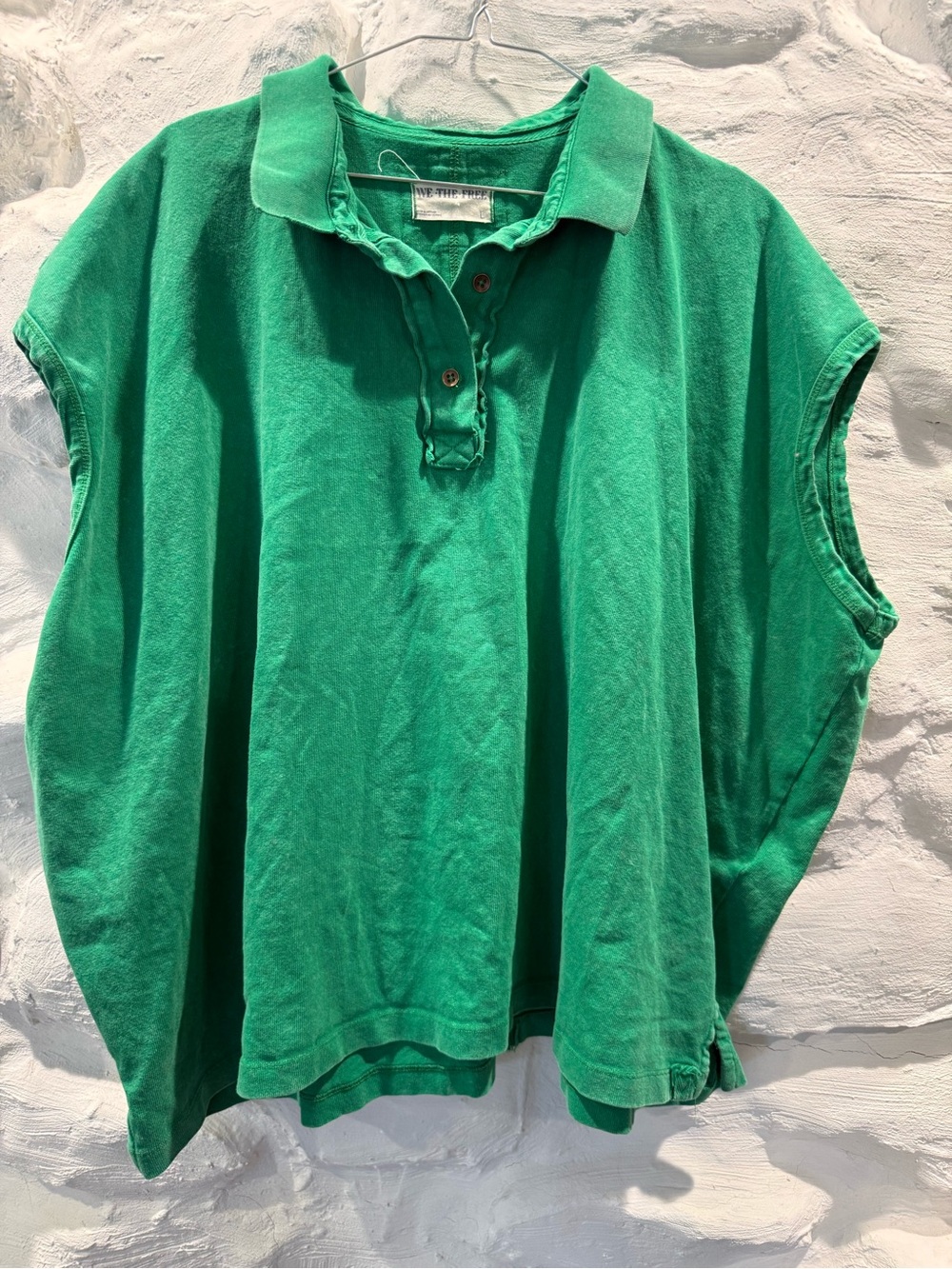 We The Free Green Free People Sleeveless Relaxed Polo Tank Size Large